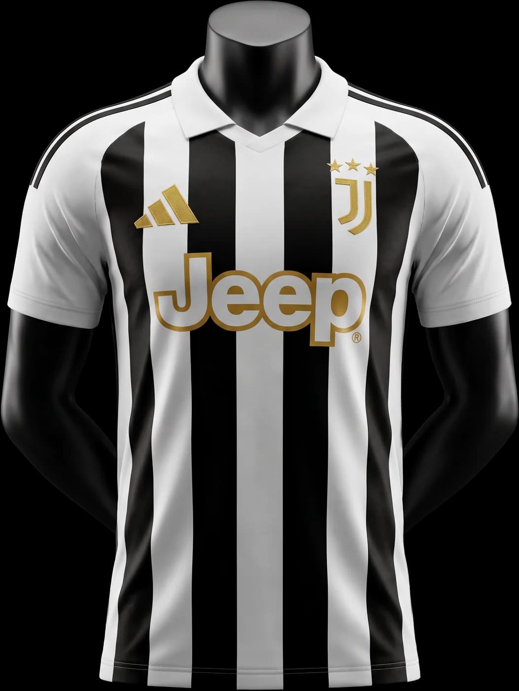 Juventus Home 2026/27 on a black bust