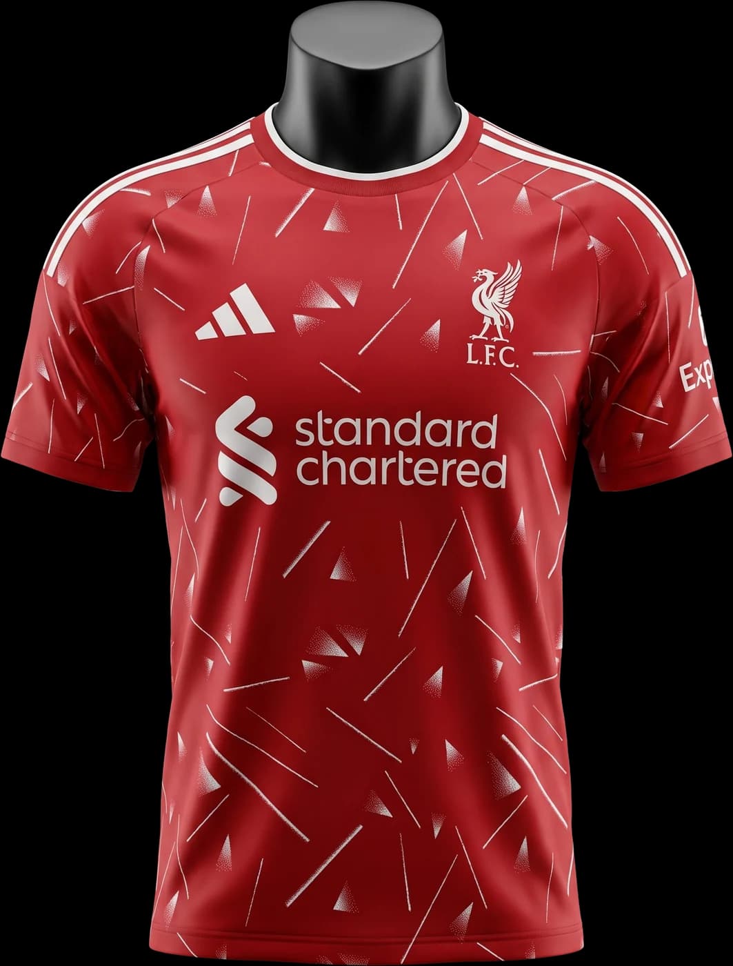 Liverpool Home 2026/27 on a black bust