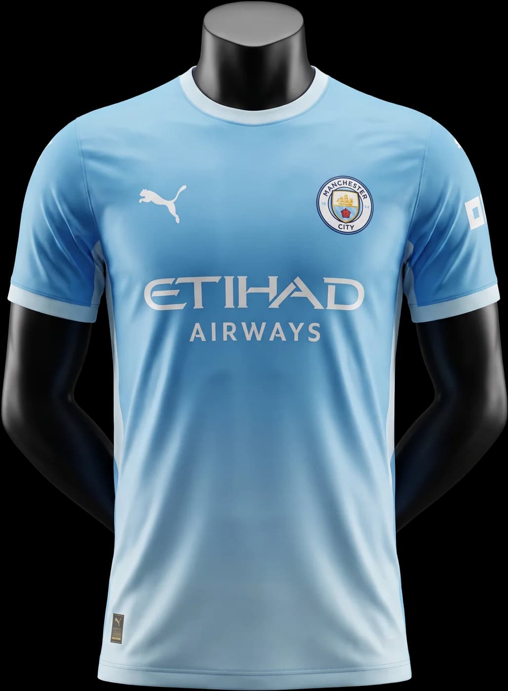 Manchester City Home 2026/27 on a black bust