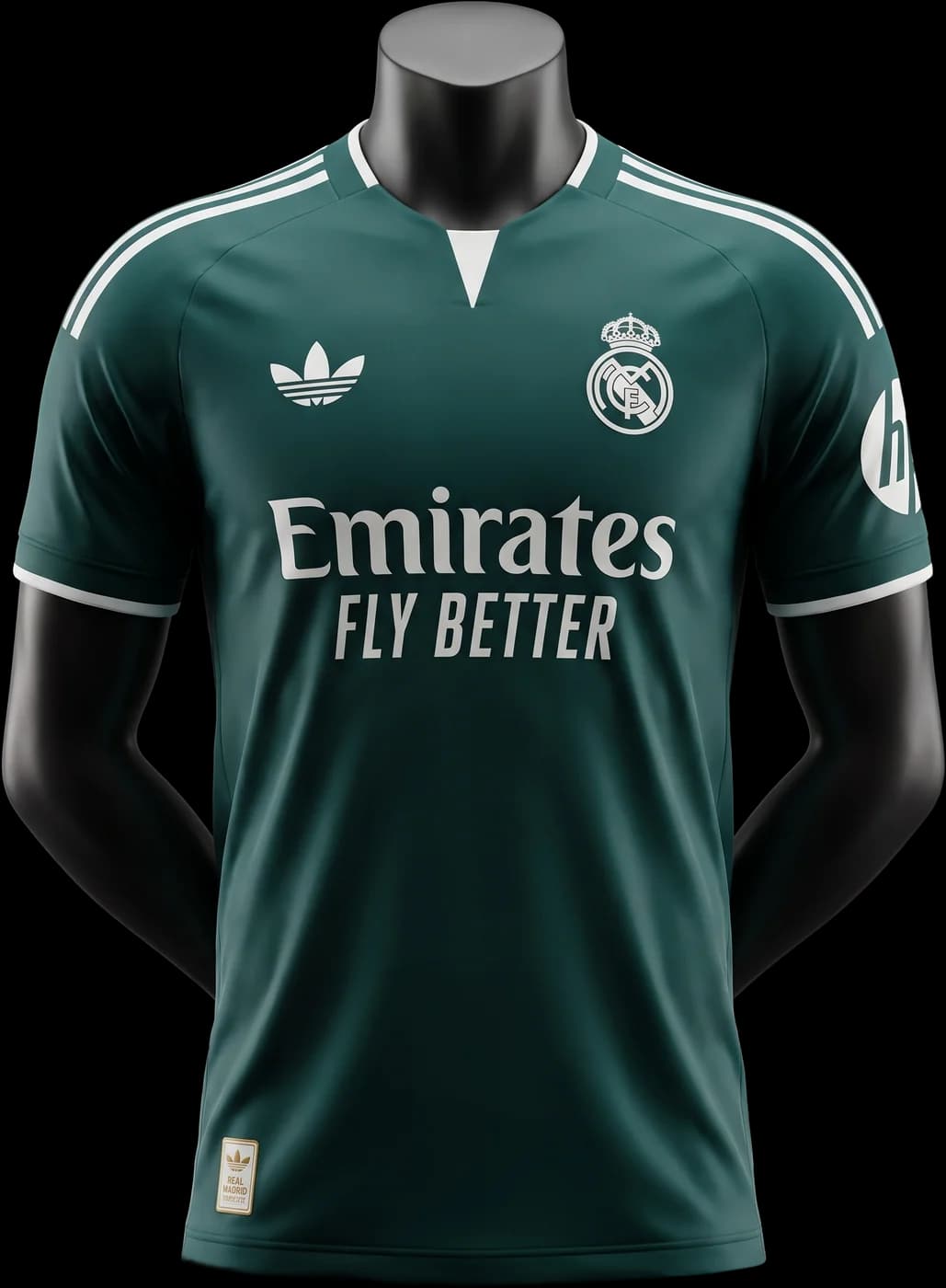 Real Madrid Away 2026/27 on a black bust